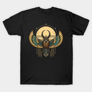 Minimal Egyptian Scarab Beetle Hieroglyphic Occult Esoteric T-Shirt